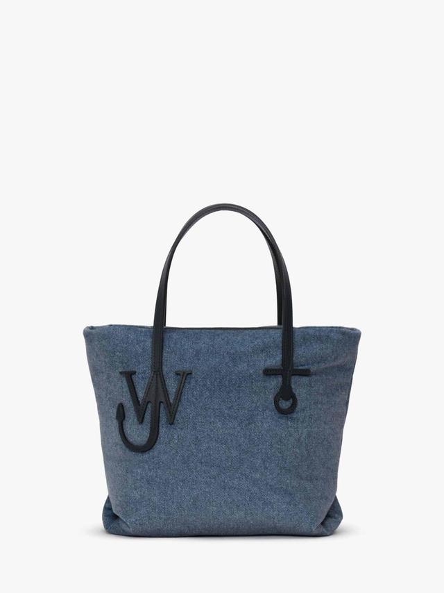 SMALL PUFFY ANCHOR TOTE - VELVET PRINTED DENIM TOTE BAG in blue | JW Anderson US  Product Image