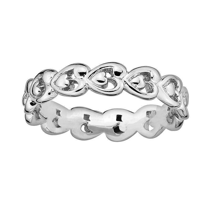 Stacks & Stones Sterling Silver Heart Stack Ring, Womens Grey Product Image