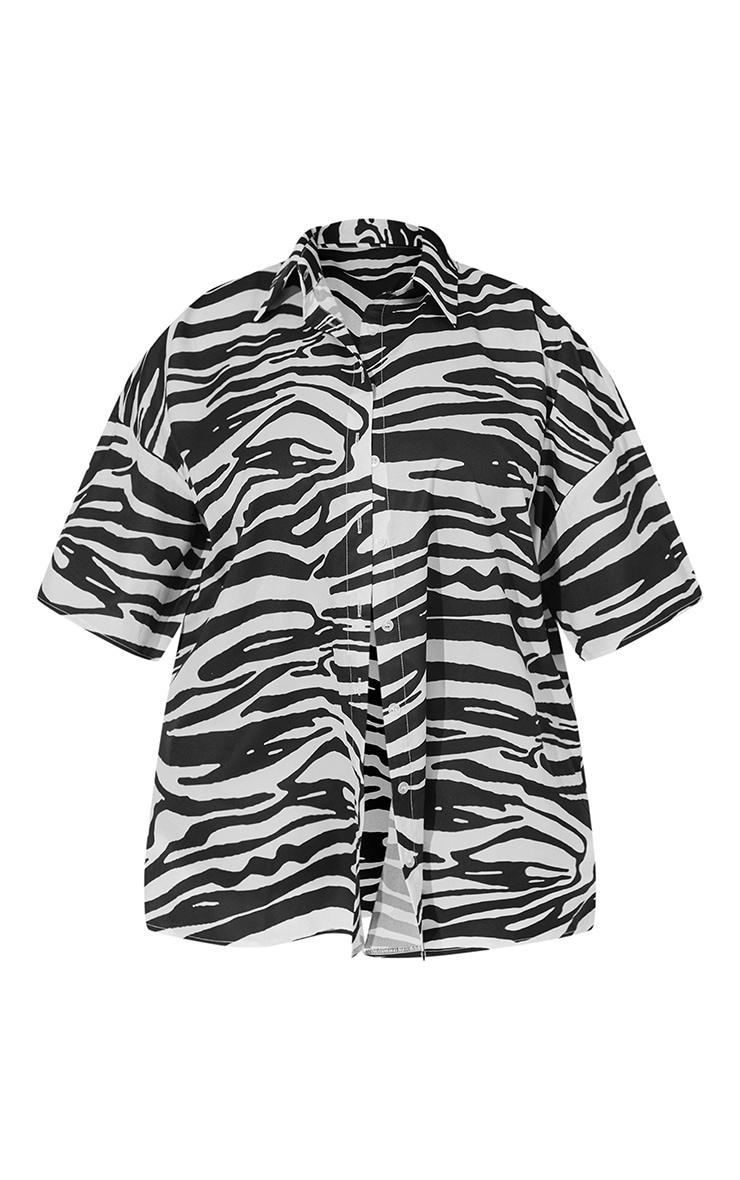 Plus Multi Zebra Oversized Short Sleeve Beach Shirt Product Image