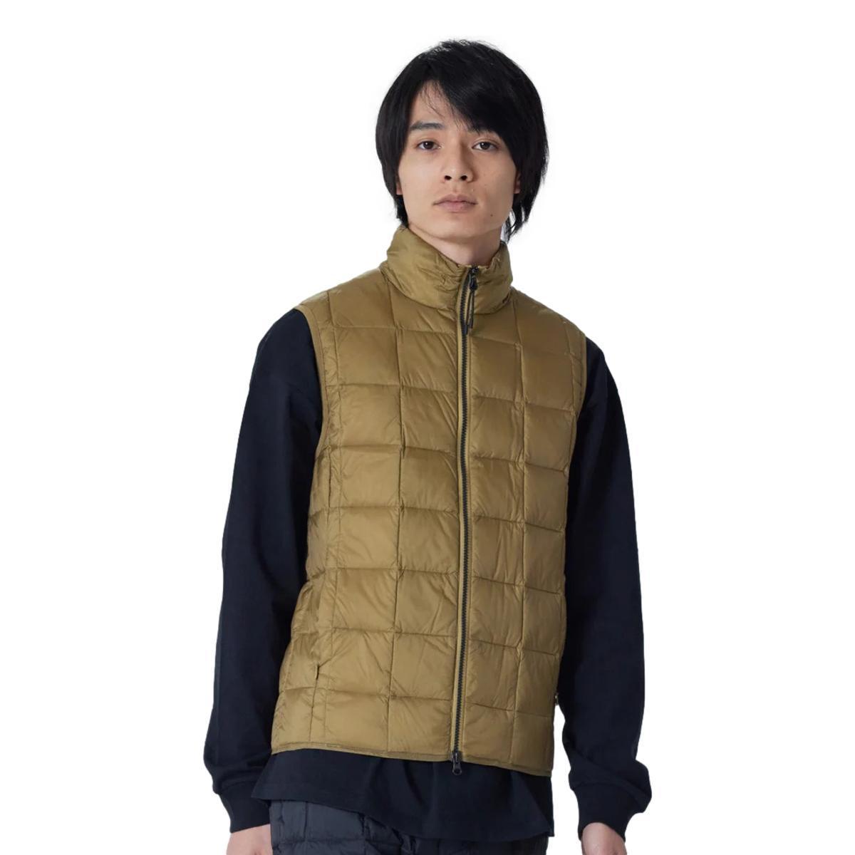 Hi Neck Zip Down Vest Beige Product Image