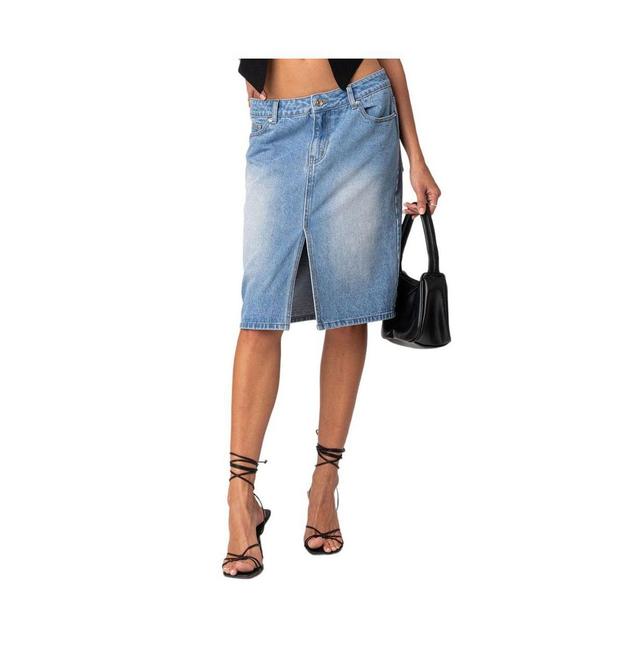 EDIKTED Junia Rigid Denim Midi Skirt Product Image