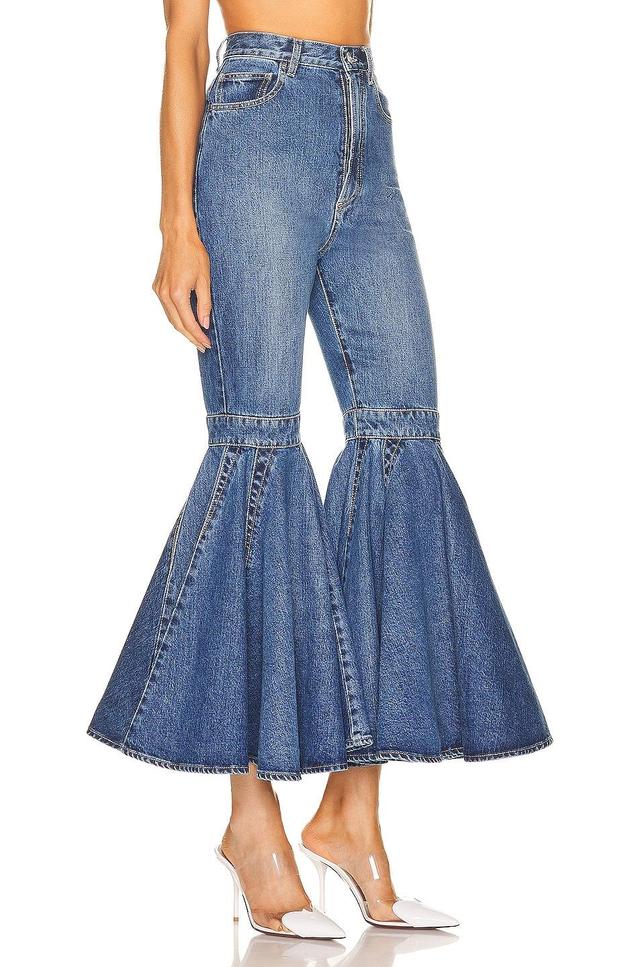 ALAÏA - Women's Stretch High-Rise Flared Jeans - Blue - FR 34 - Moda Operandi Product Image