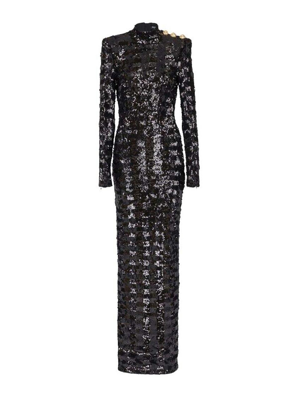 BALMAIN Sequined Maxi Dress In 0pa Black Product Image