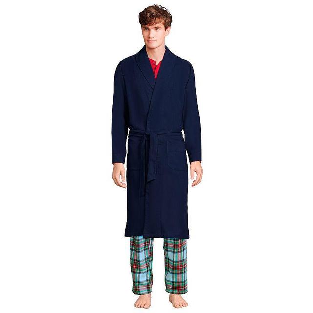 Mens Lands End Flannel Robe Deep Blue Product Image