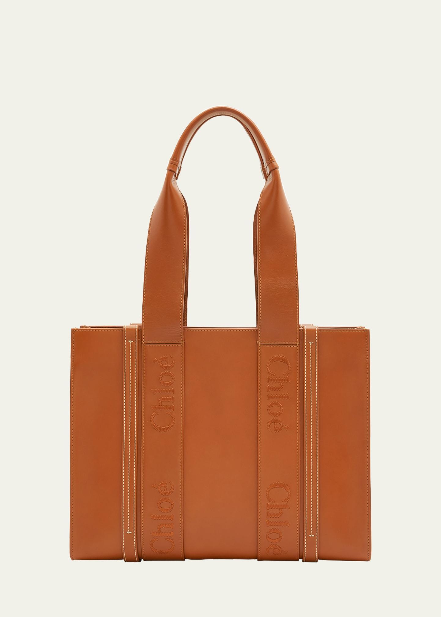 Womens Medium Woody Leather Tote Bag Product Image