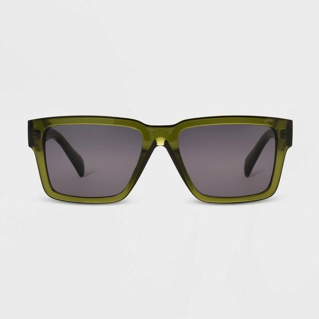 Mens Shiny Plastic Rectangle Sunglasses - Original Use Olive Green Product Image