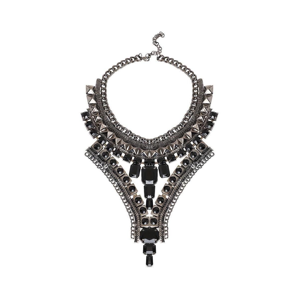 Sohi Womens Black Maxi Stone Necklace Product Image