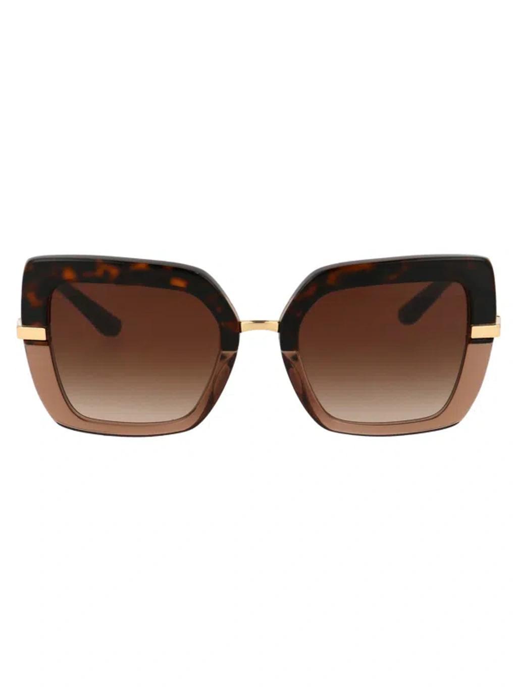 Eyewear Square Frame Sunglasses In 325613 Havana On Transparent Brown Product Image