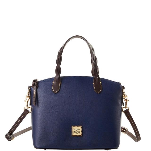 Dooney & Bourke Womens Saffiano Small Heidi Leather Satchel Bag in Marine Product Image