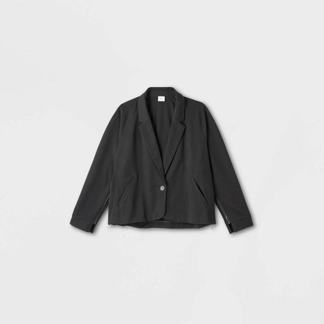 Womens Adaptive Seated Fit Side Opening Blazer Jacket - A New Day Black 3X Product Image