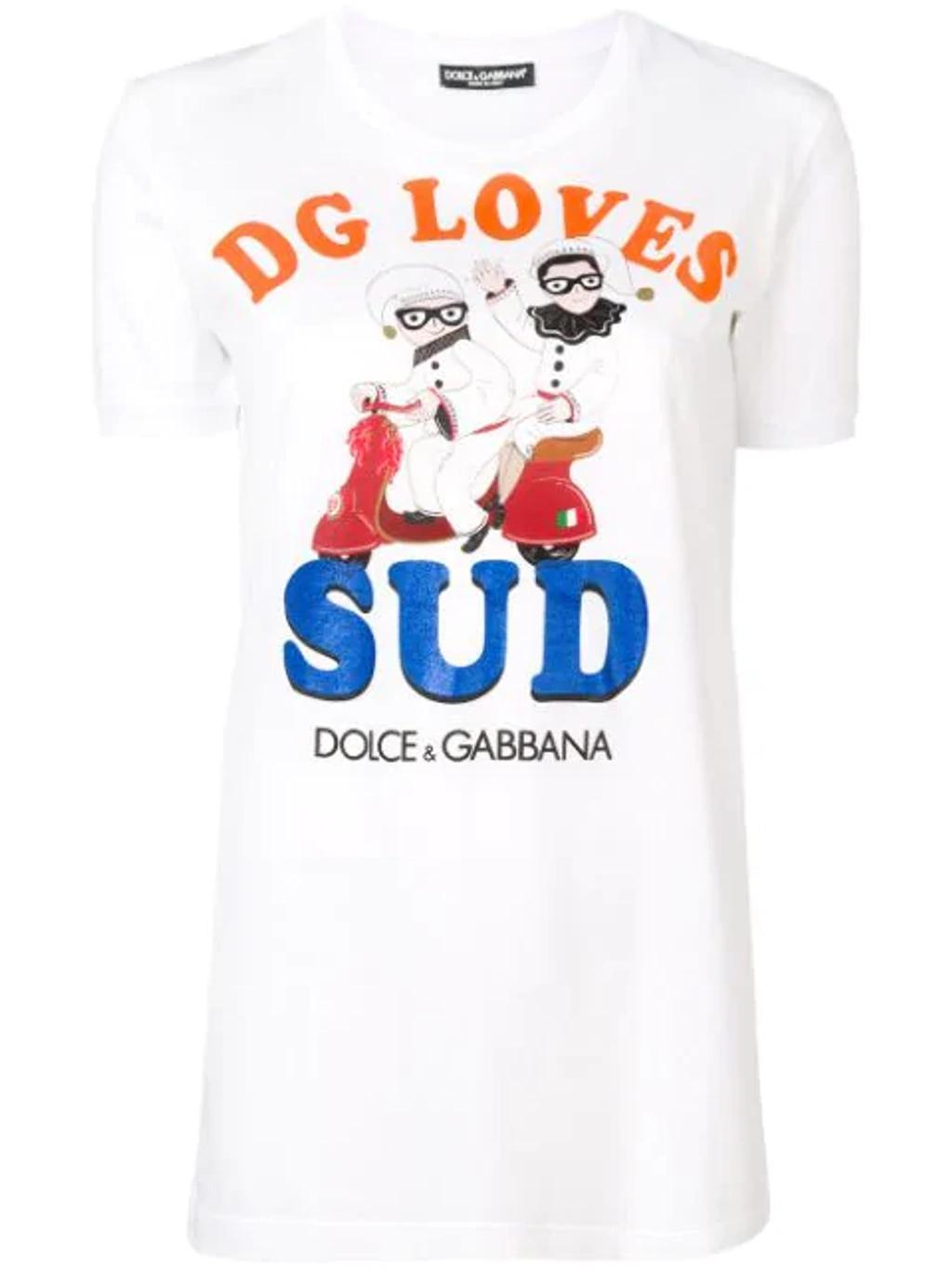 DOLCE & GABBANA Dg Loves Sud Cotton T-shirt In White Product Image