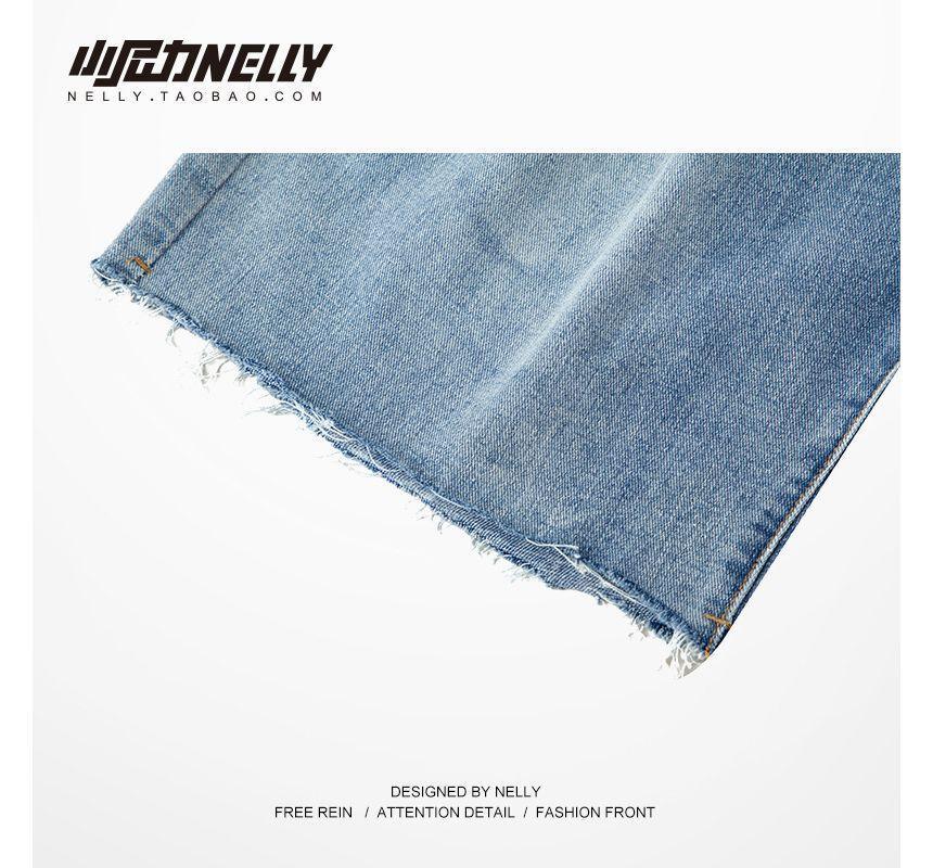 Mid Rise Frayed Denim Shorts Product Image