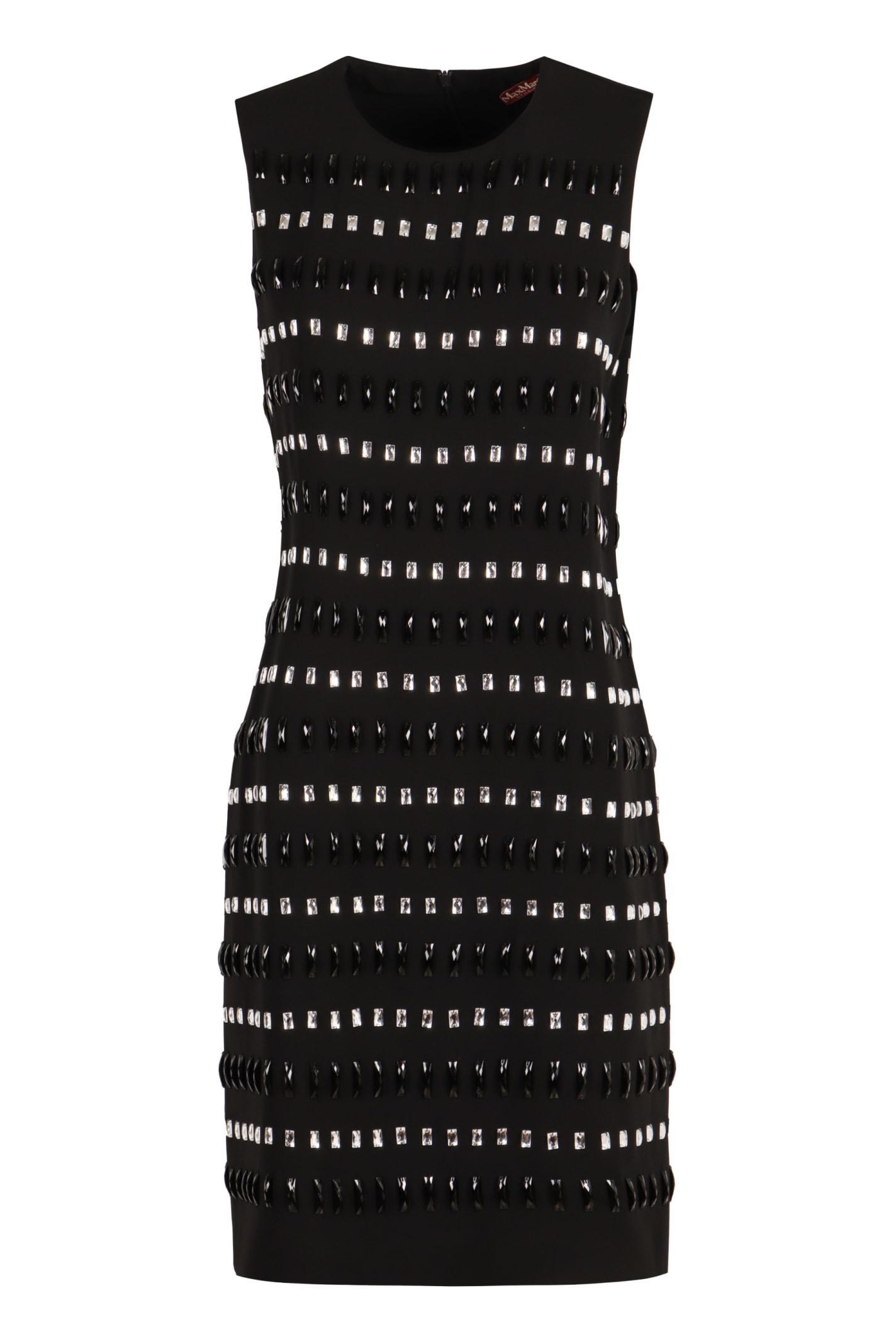 Embroidered Cady Boxy Dress In Black   Product Image