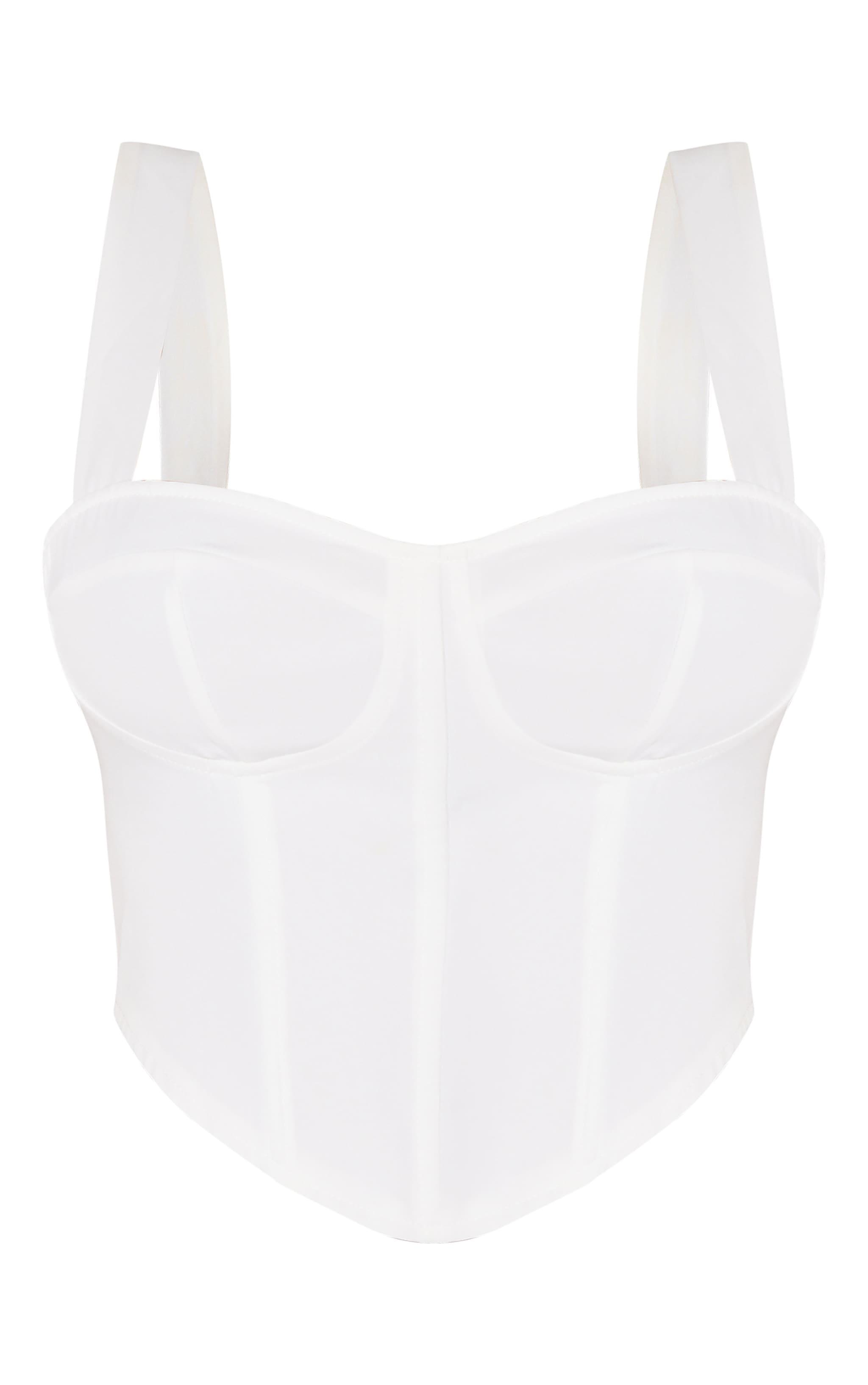 Shape White Woven Corset Crop Top Product Image