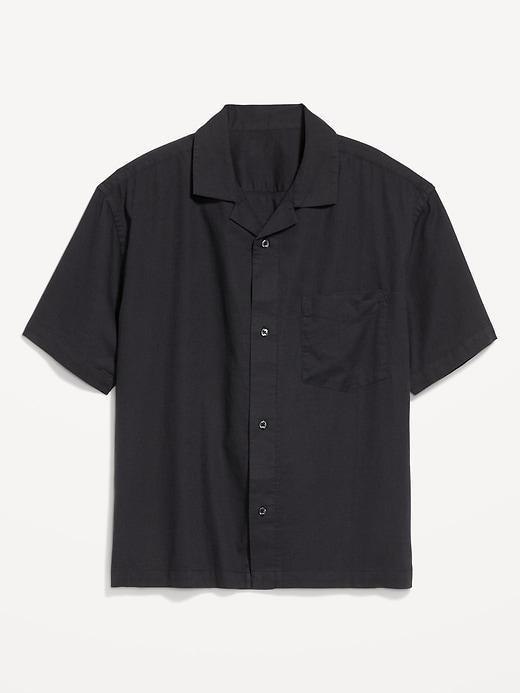 Short-Sleeve Crop Camp Shirt Product Image