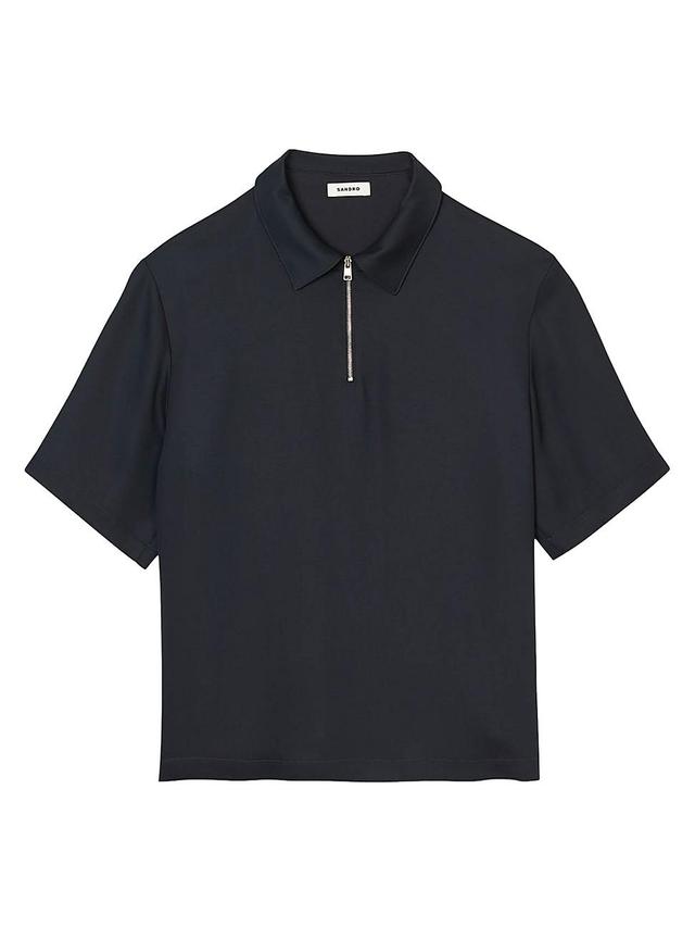 Mens Zip Collar Polo Shirt Product Image