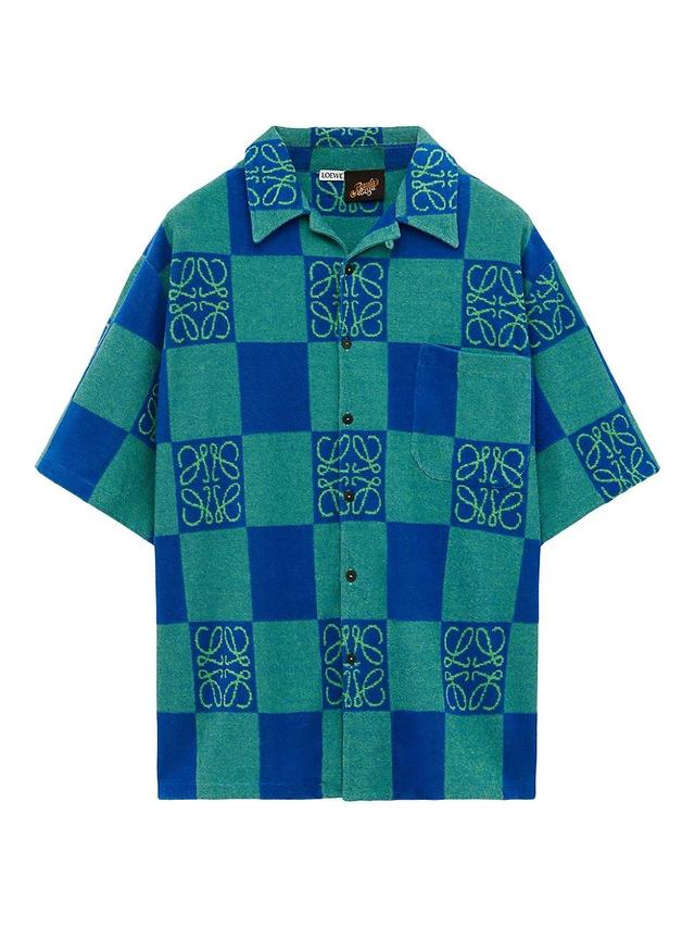 Mens LOEWE x Paulas Ibiza Checked Logo Cotton-Blend Camp Shirt Product Image