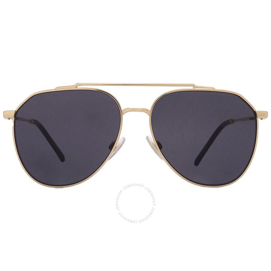 Dolce And Gabbana Dark Grey Pilot Men's Sunglasses Dg2296 02/87 58 In Gold Product Image