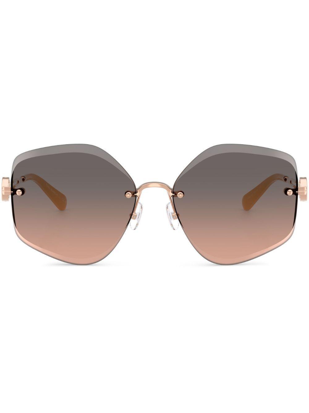 TORY BURCH Geometric-frame Sunglasses In Light Brown Gradient Grey Product Image