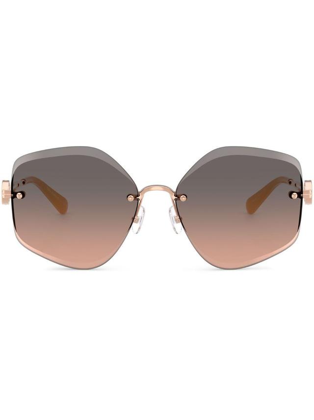 TORY BURCH Geometric-frame Sunglasses In Light Brown Gradient Grey Product Image