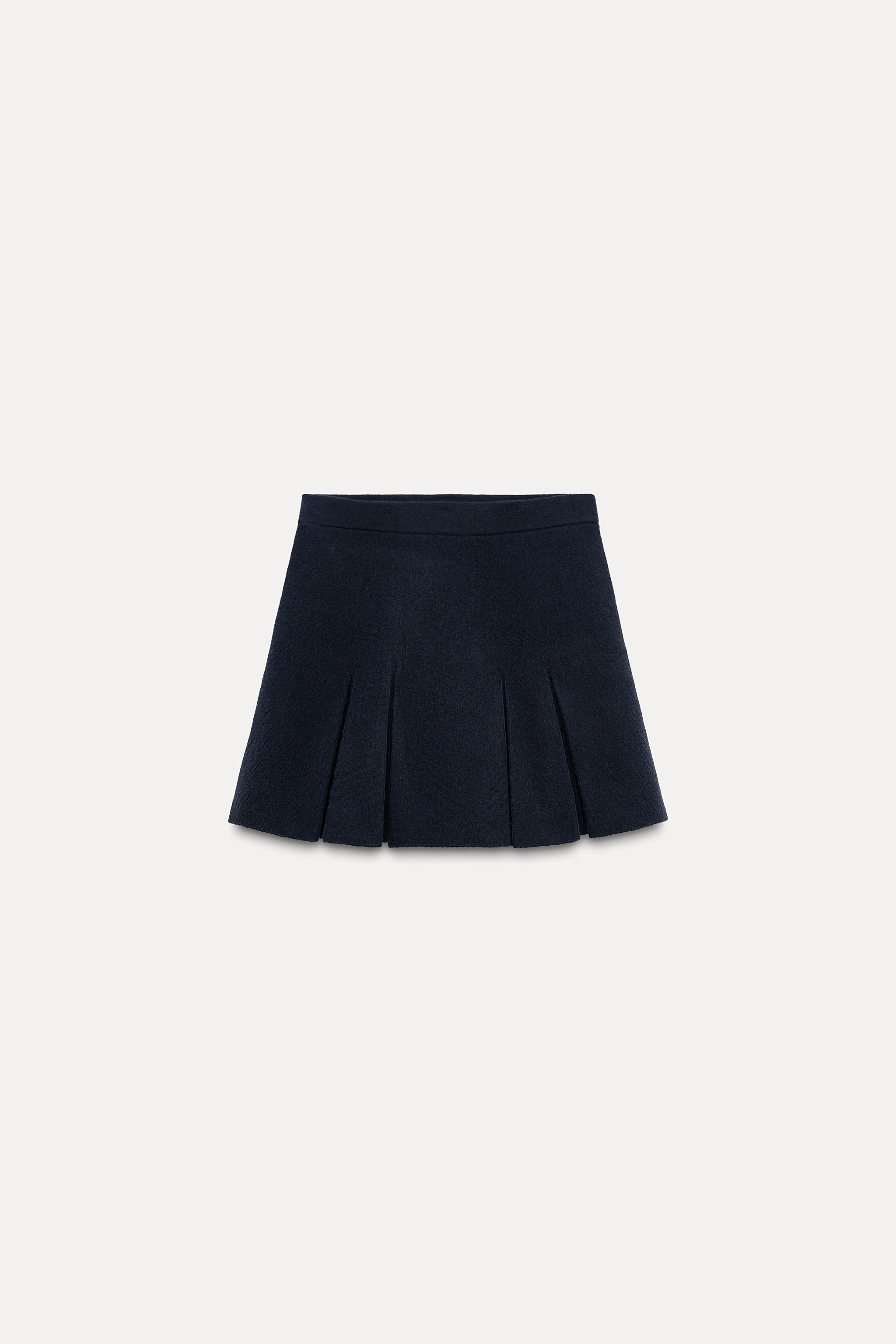 BOX PLEAT KNIT MINI SKIRT Product Image