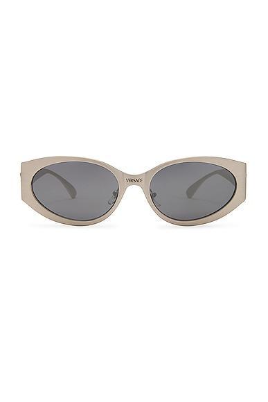 VERSACE Oval Sunglasses Metallic Silver.. Product Image