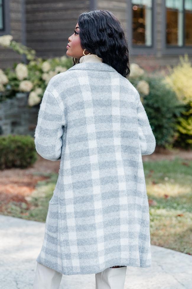 Time Rolls By Grey Plaid Cardigan Coat FINAL SALE Product Image