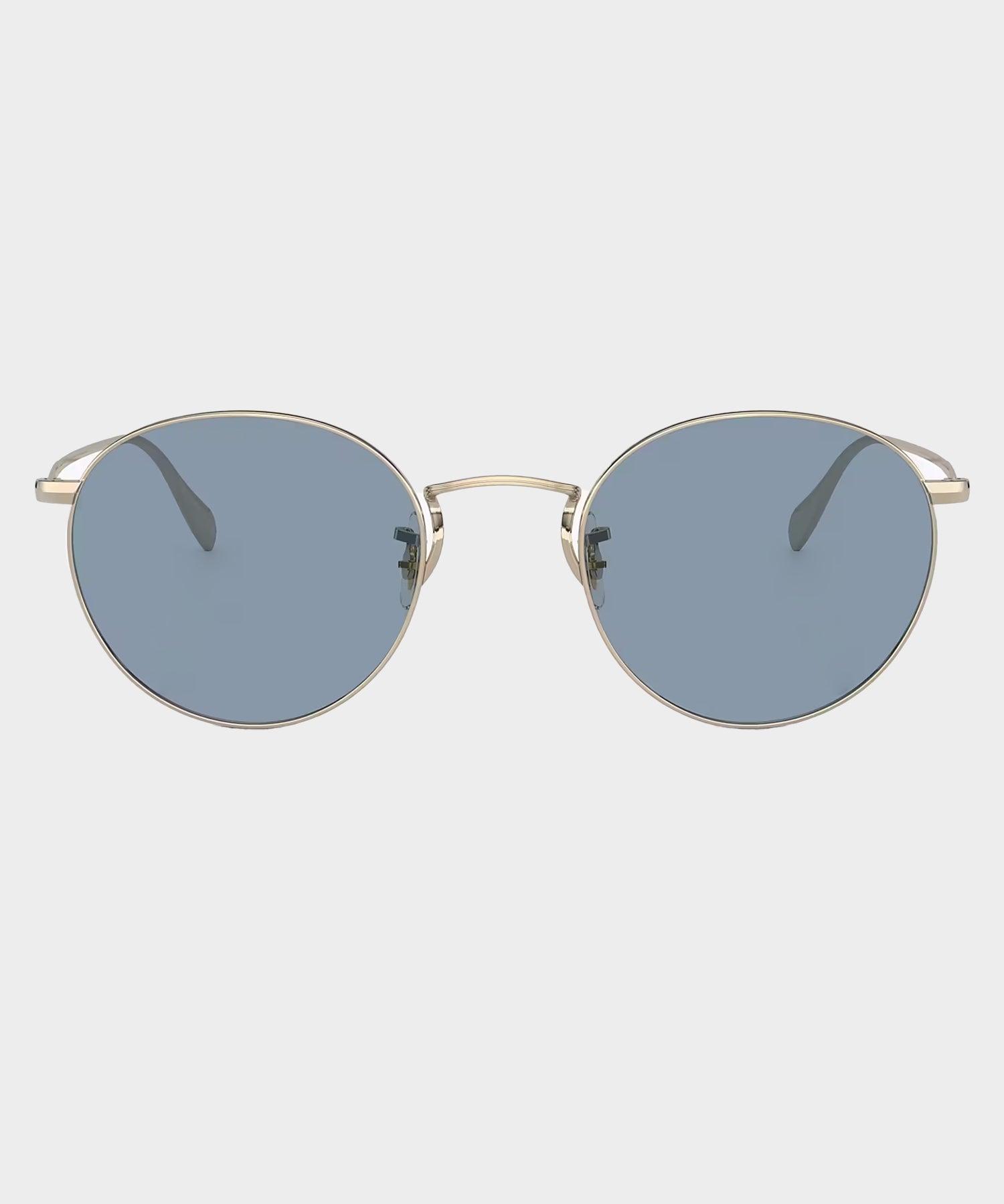 Oliver Peoples Coleridge Sunglasses in Gold With Cobalt Lenses Product Image