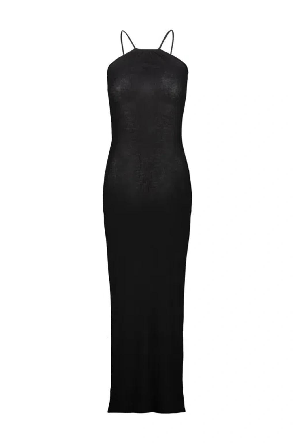 RICK OWENS Skorpio Ribbed-knit Jersey Midi Dress In Black Product Image