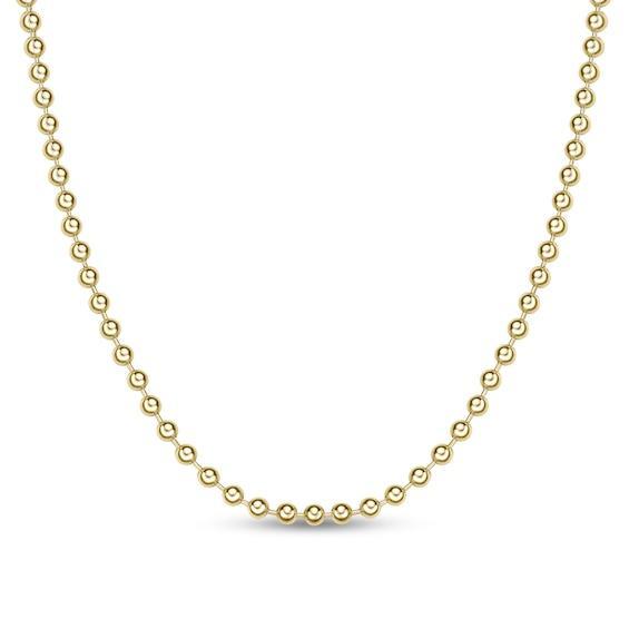 Men's 6.0mm Bead Gold-Tone Chain Necklace in Solid Stainless Steel with Yellow Ion-Plate - 30" Product Image