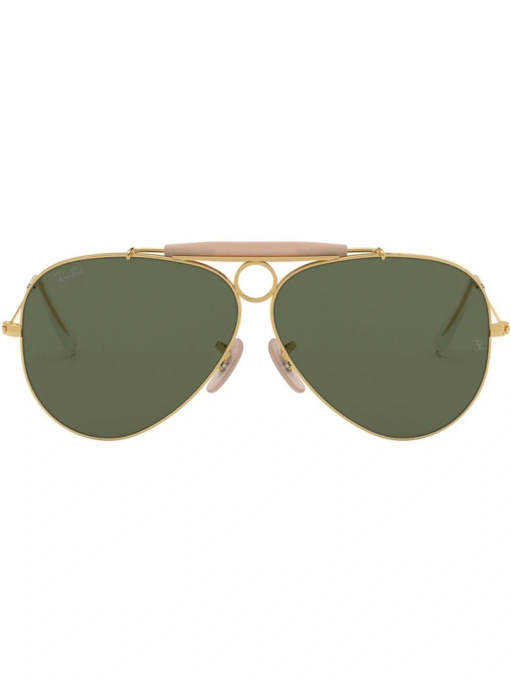 RAY BAN Shooter Green Classic G-15 Aviator Unisex Sunglasses Rb3138 001 58 In Gold Product Image