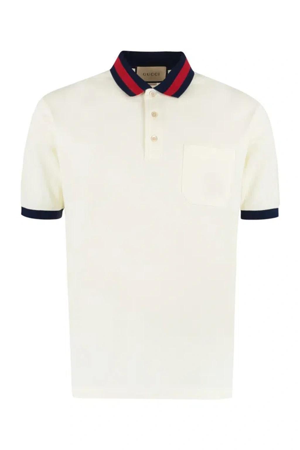 GUCCI Polo Con Colletto Web In Milk,multicolor Product Image