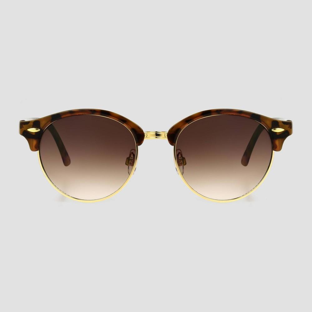 Womens Tortoise Shell Print Round Retro Metal Sunglasses - Universal Thread Gold Product Image