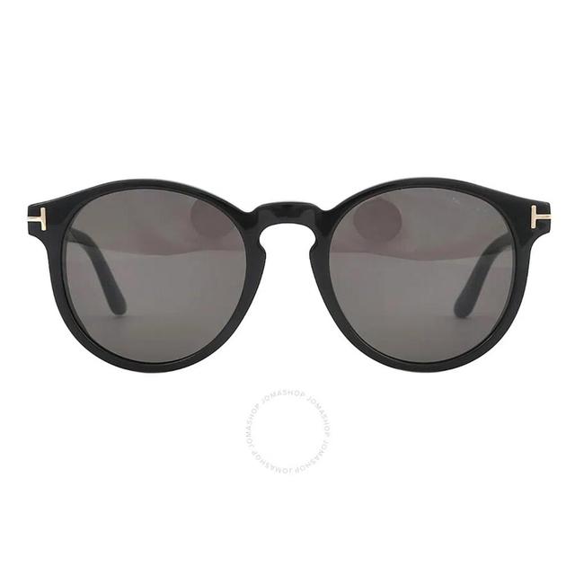 Ian Smoke Round Men's Sunglasses Ft0591 01a 51 In Black / Grey Product Image