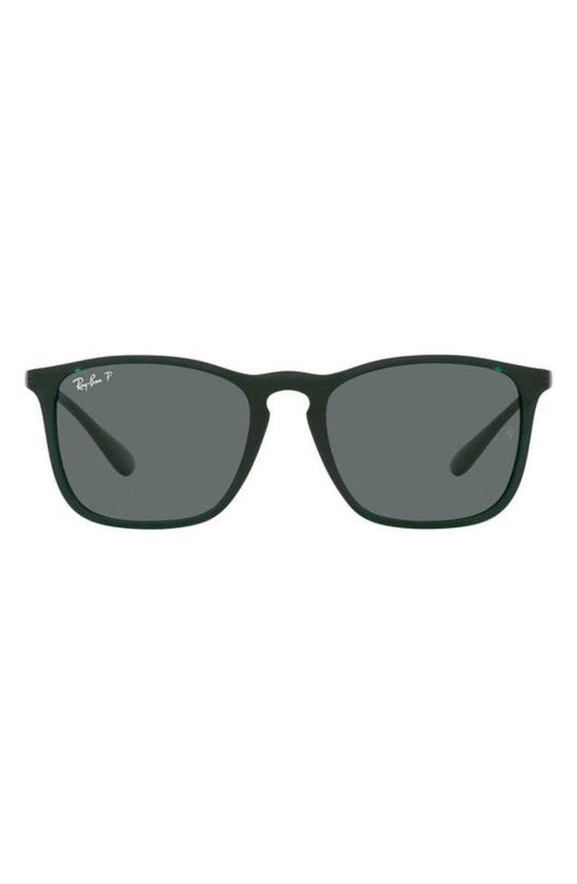 RAY BAN 54mm Polarized Square Sunglasses In Transparent Green Product Image