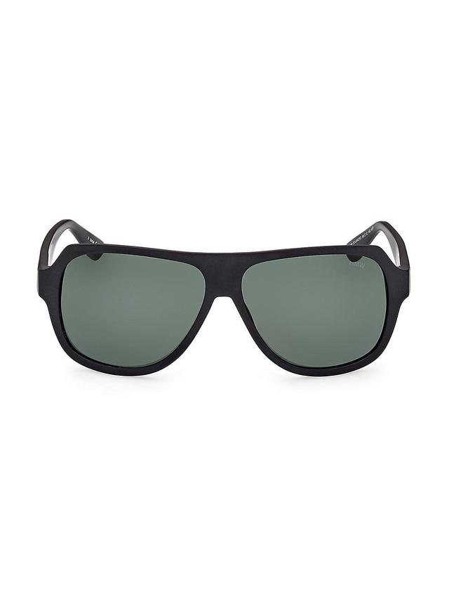 Mens BMW 59MM Pilot Sunglasses - Matte Black Green - Matte Black Green Product Image