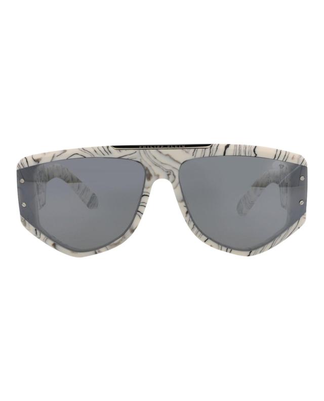 Aviator-frame Acetate Sunglasses In Grey Product Image