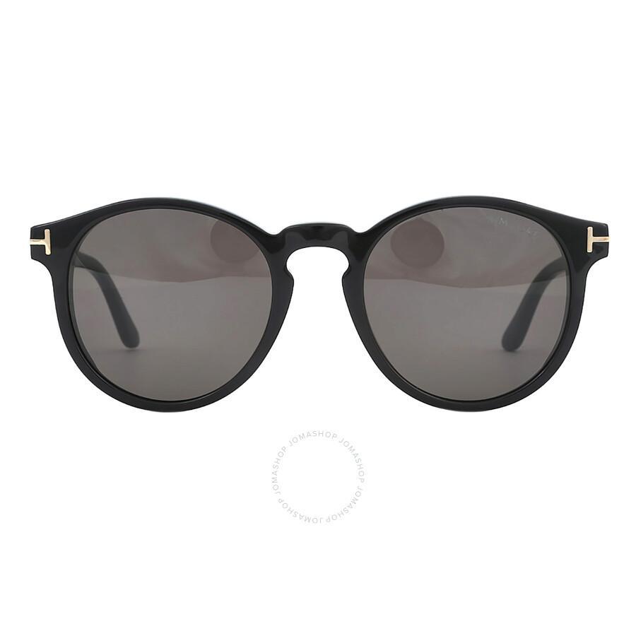 Ian Smoke Round Men's Sunglasses Ft0591 01a 51 In Black / Grey Product Image