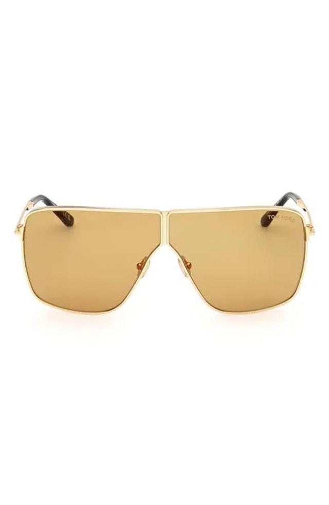 TOM FORD Huxley 68mm Oversize Navigator Sunglasses In Shiny Deep Gold/amber Product Image