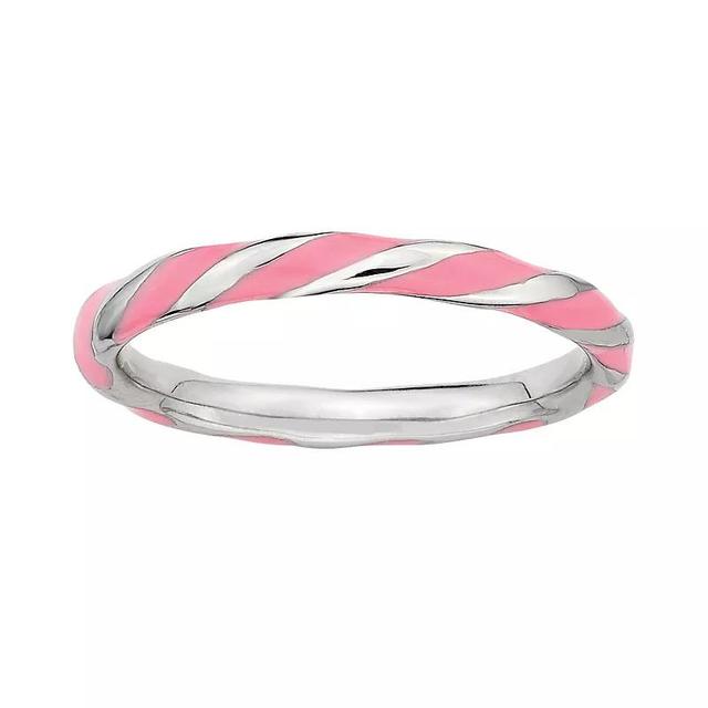 Stacks & Stones Sterling Silver Pink Enamel Twist Stack Ring, Womens Product Image