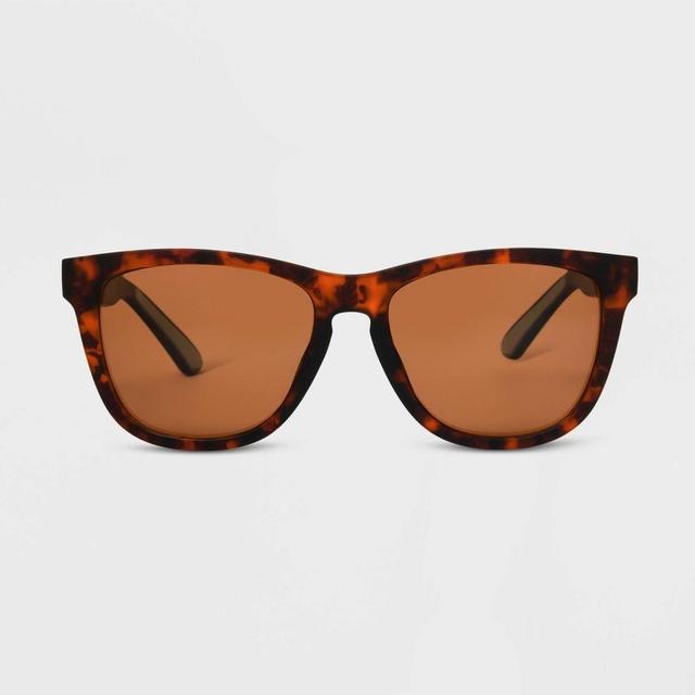 Womens Rubberized Round Sunglasses with Polarized Lenses - All In Motion Brown/Tortoise Print Product Image
