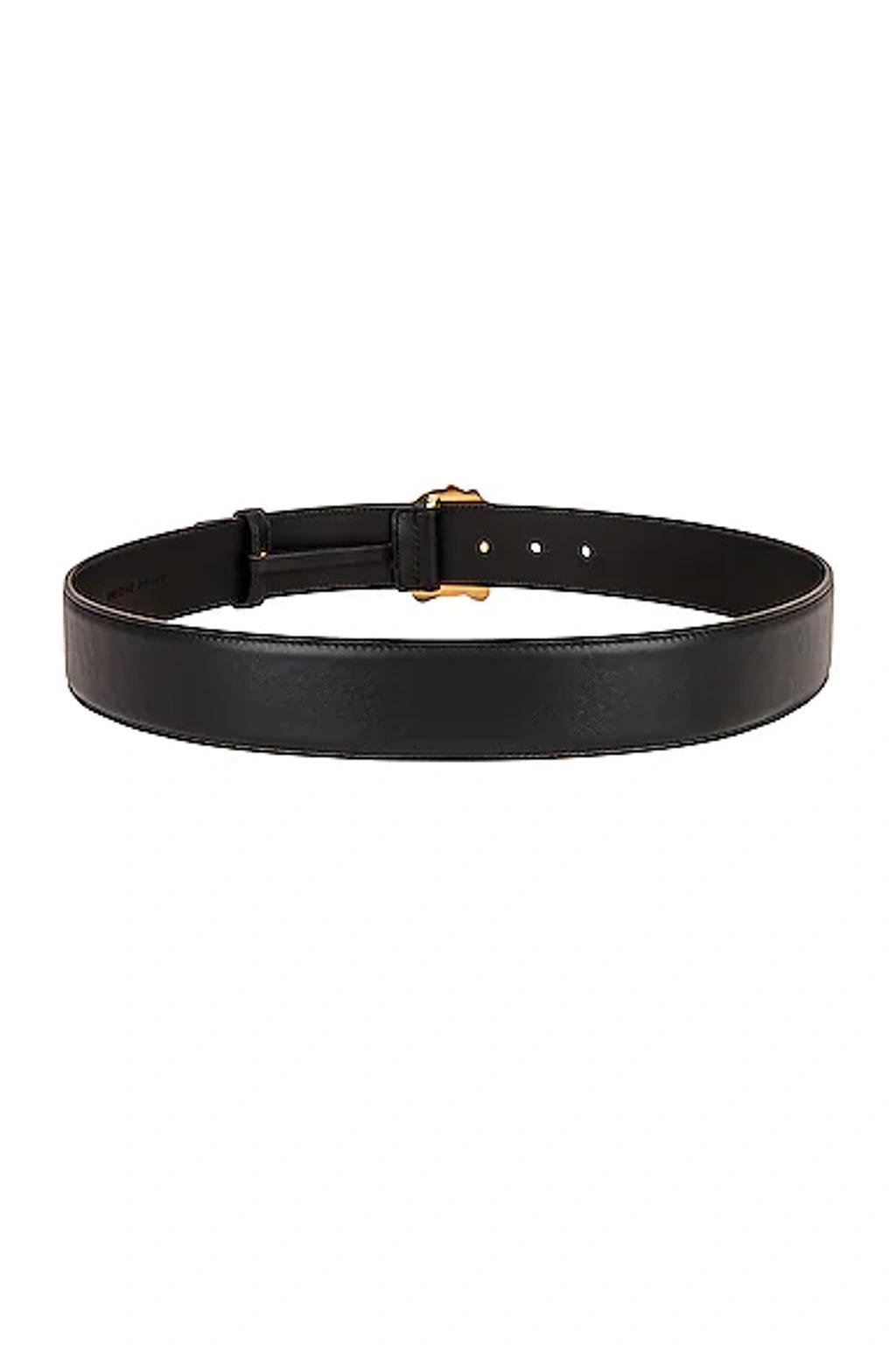 VERSACE Black Leather Belt With Logo Buckle Product Image