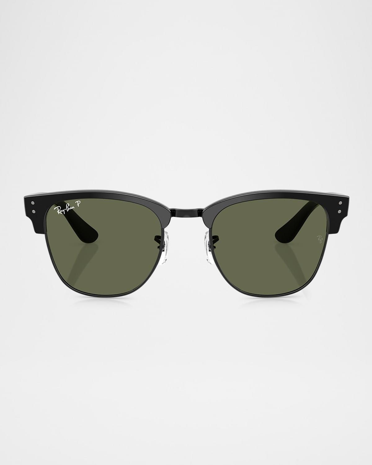 RAY BAN Clubmaster Reverse Sunglasses Black Frame Green Lenses Polarized 54-21 Product Image