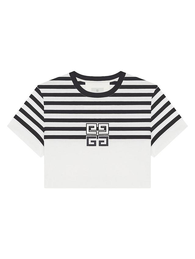 Womens 4G Cropped T-Shirt In Cotton With Stripes Product Image