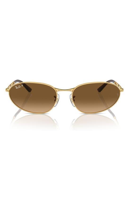 RAY BAN 59mm Gradient Polarized Irregular Sunglasses In Gold Flash Product Image