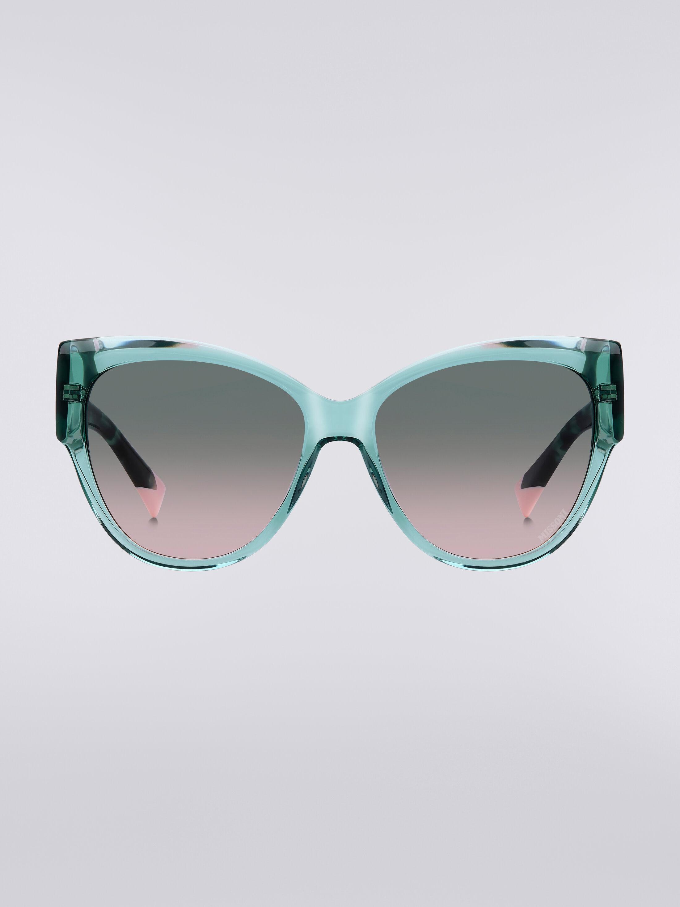 Rounded frame sunglasses with contrasting logo insert Product Image