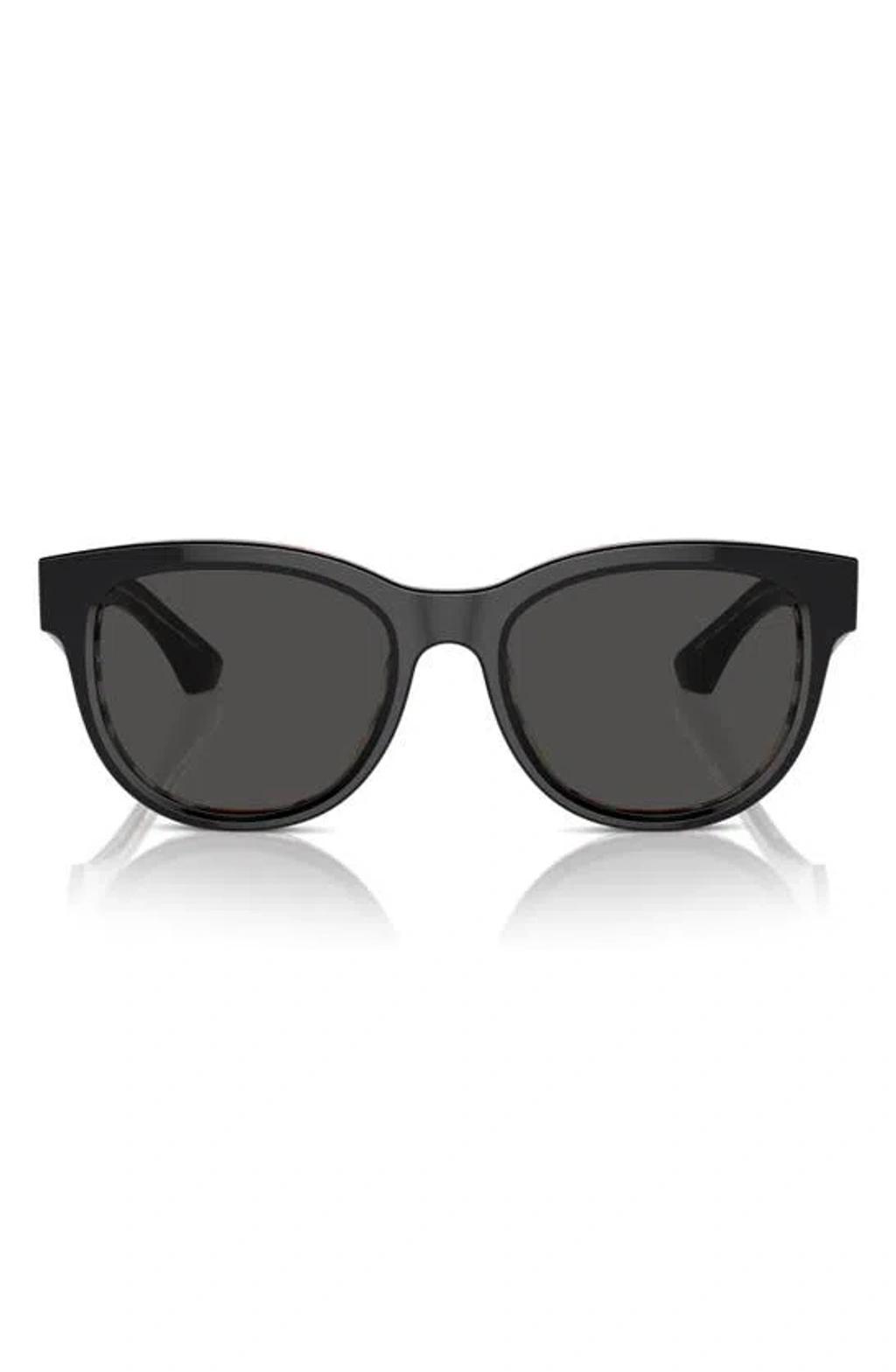 BURBERRY 54mm Round Sunglasses In Black Dark Grey Product Image