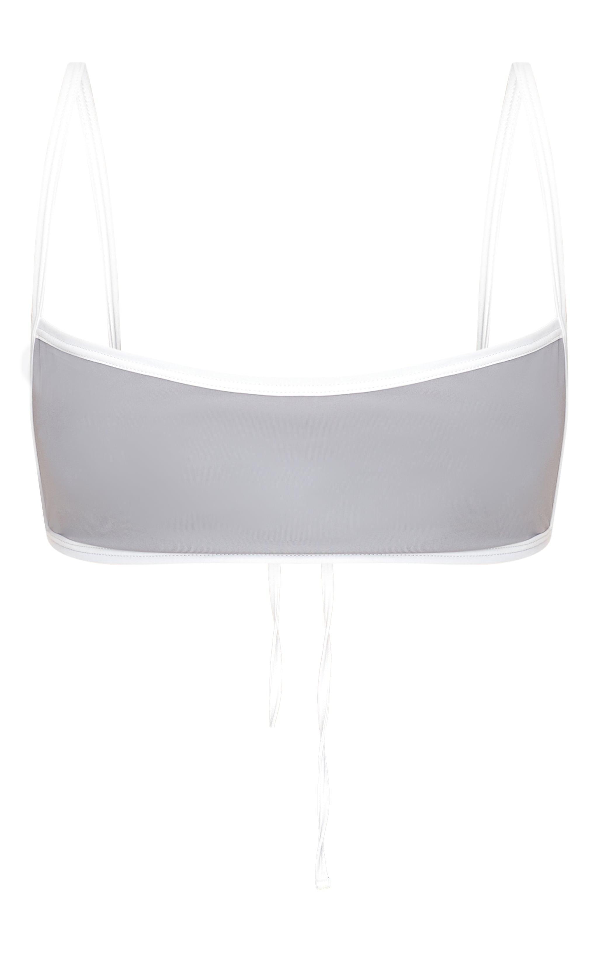 Grey Micro Bandeau Contrast Bikini Top Product Image