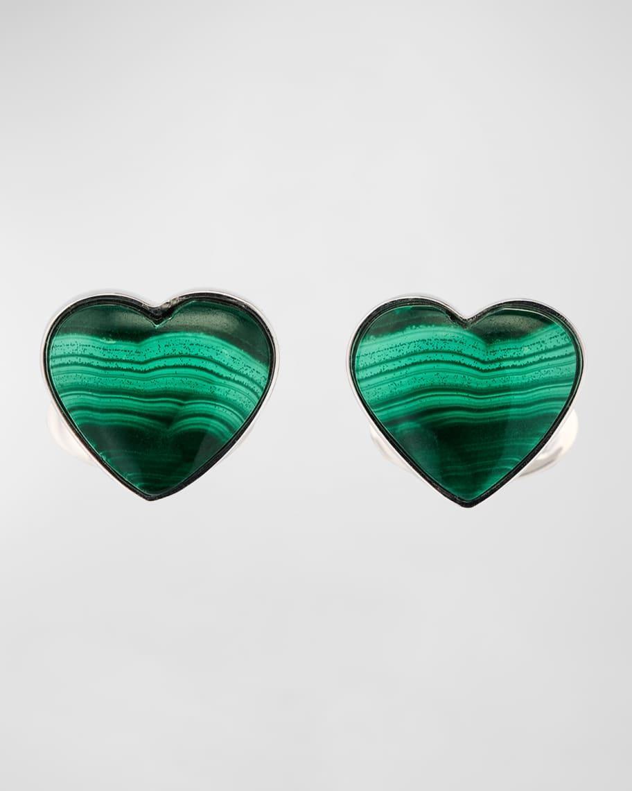 Men's Malachite Heart Cufflinks Product Image