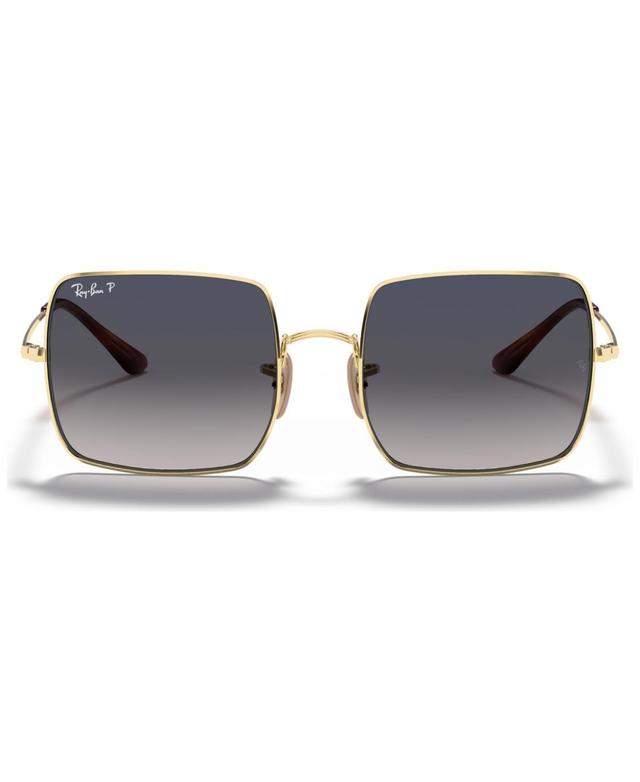 Ray-Ban Square 1971 Classic Sunglasses Gold Frame Blue Lenses Polarized 54-19 Product Image